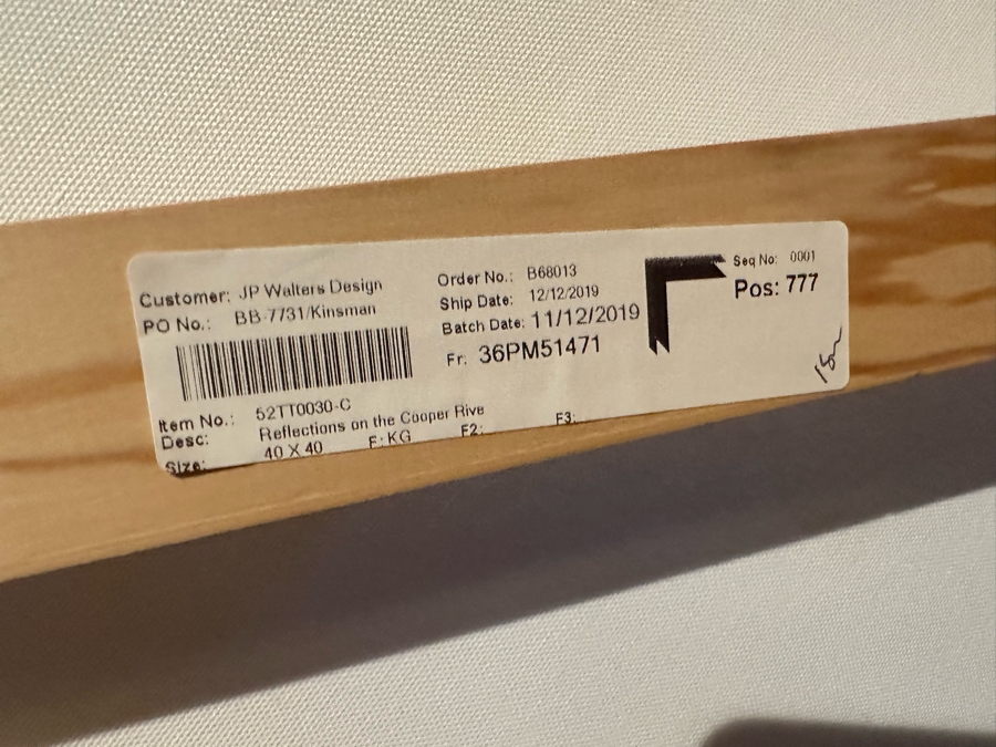 Modern Abstract Canvas Print By James Pratt Titled 'Reflections On The Copper River' 40 X 40 Framed [CR] [Photo 8]