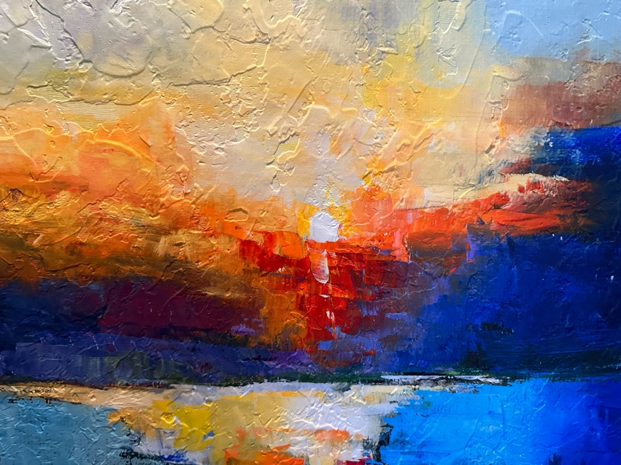 Modern Abstract Canvas Print By James Pratt Titled 'Reflections On The Copper River' 40 X 40 Framed [CR] [Photo 3]