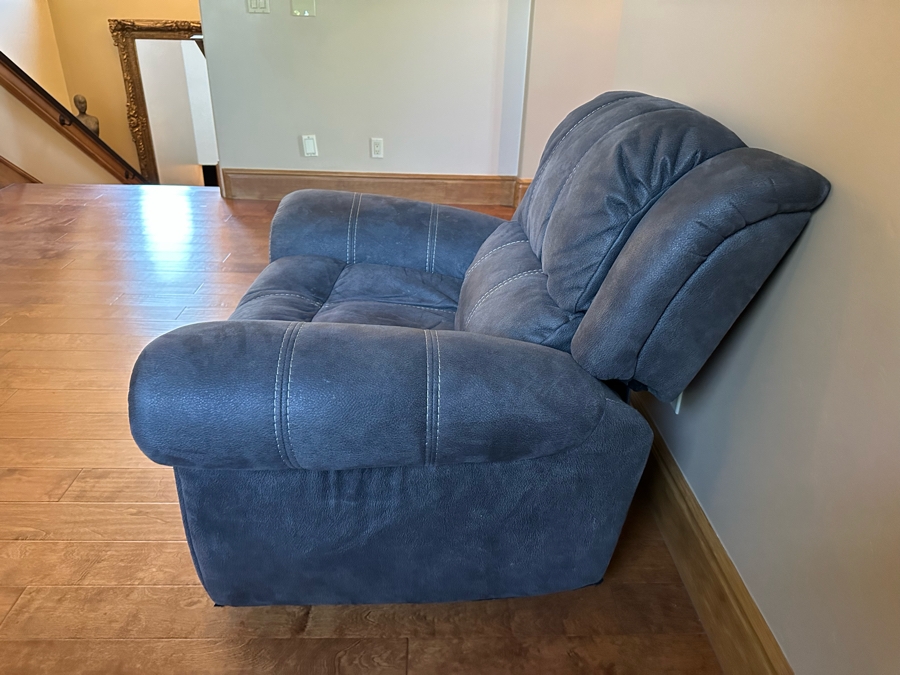 Blue Leather Armchair With Brass Nail Head Trim [CR] [Photo 5]