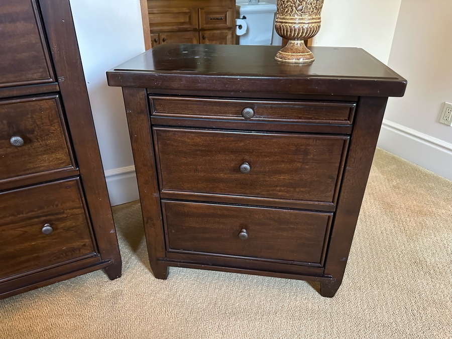 Seven Drawer Chest Of Drawers Dresser 5'6'W X 1'8'D X 3'3'H And Matching Nightstand 2'3'W X 1'5'D X 2'5'D By Millennium Ashley [CR] [Photo 3]
