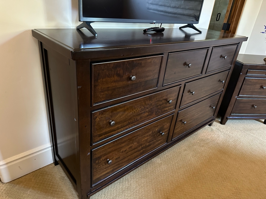 Seven Drawer Chest Of Drawers Dresser 5'6'W X 1'8'D X 3'3'H And Matching Nightstand 2'3'W X 1'5'D X 2'5'D By Millennium Ashley [CR] [Photo 5]