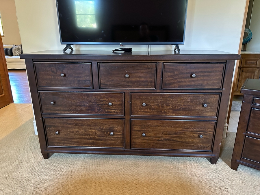 Seven Drawer Chest Of Drawers Dresser 5'6'W X 1'8'D X 3'3'H And Matching Nightstand 2'3'W X 1'5'D X 2'5'D By Millennium Ashley [CR] [Photo 4]
