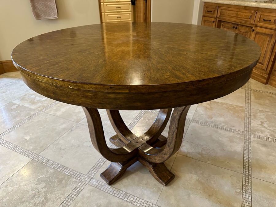 Round Wooden Pedestal Table By Artifacts International 3'10'R X 2'10.5'H [CR] [Photo 2]