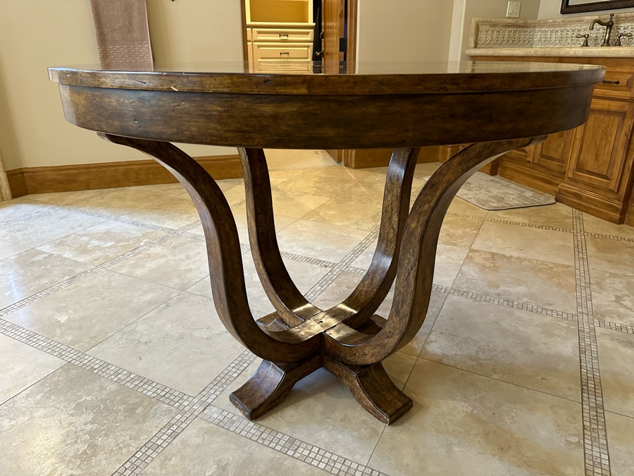 Round Wooden Pedestal Table By Artifacts International 3'10'R X 2'10.5'H [CR] [Photo 5]