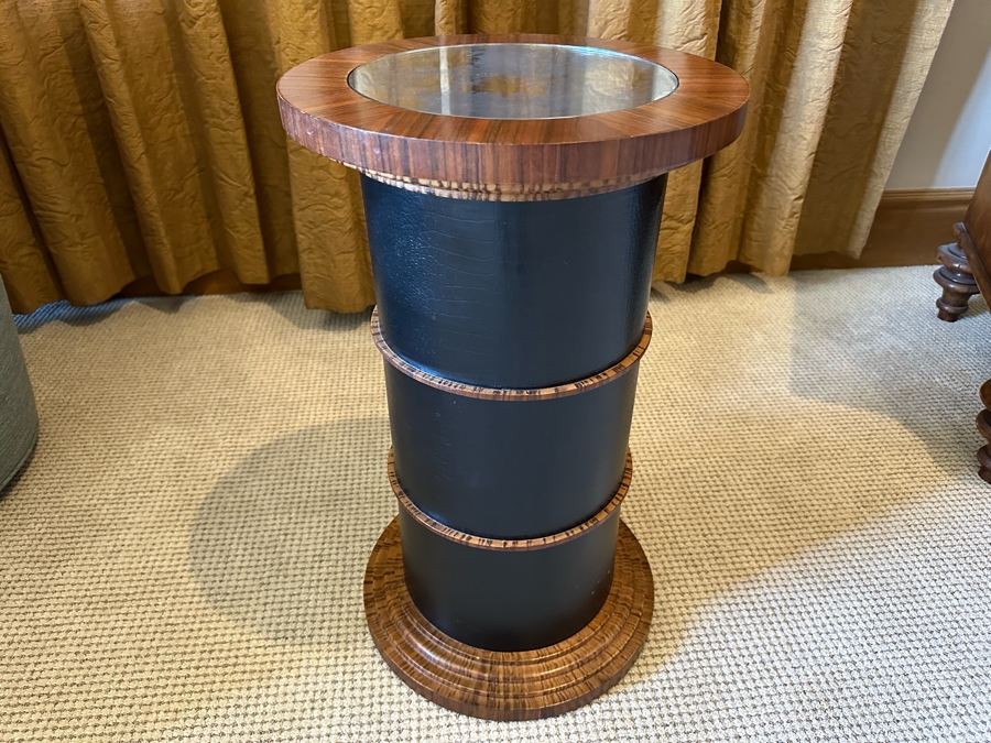 Contemporary Round Side Table With Glass Inset Top 1'2'R X 2'H [CR] [Photo 2]