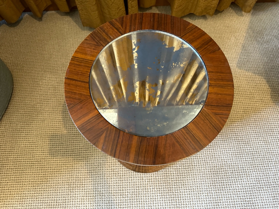 Contemporary Round Side Table With Glass Inset Top 1'2'R X 2'H [CR] [Photo 3]
