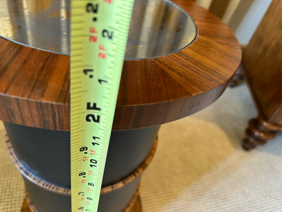 Contemporary Round Side Table With Glass Inset Top 1'2'R X 2'H [CR] [Photo 5]