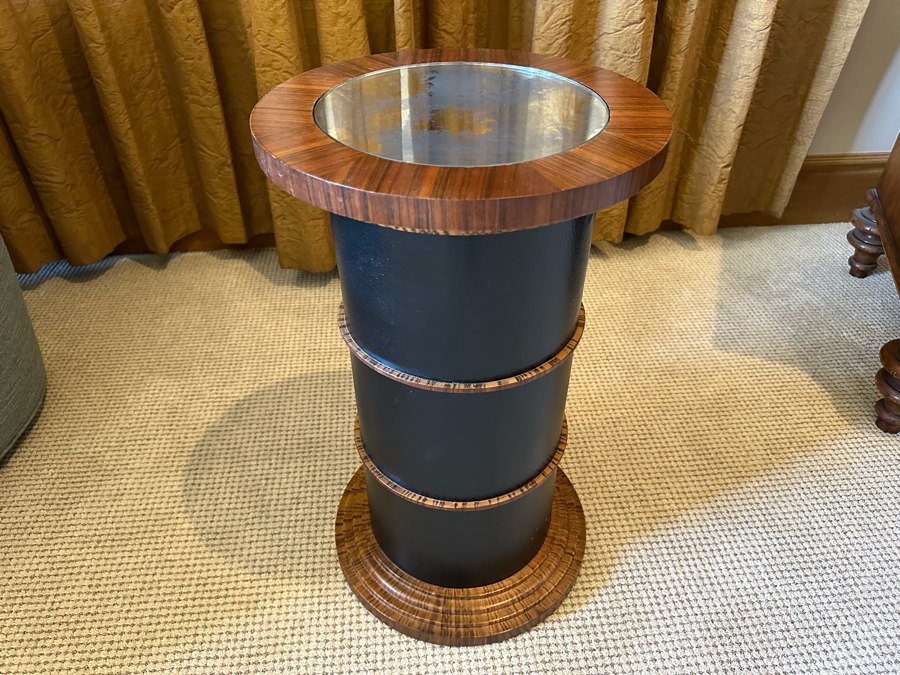 Contemporary Round Side Table With Glass Inset Top 1'2'R X 2'H [CR] [Photo 1]