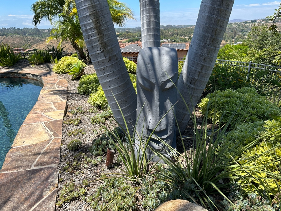 Pair Of Molded Resin Easter Island Statues 1'2'W X 1'3'D X 2'10'H [CR] [Photo 2]