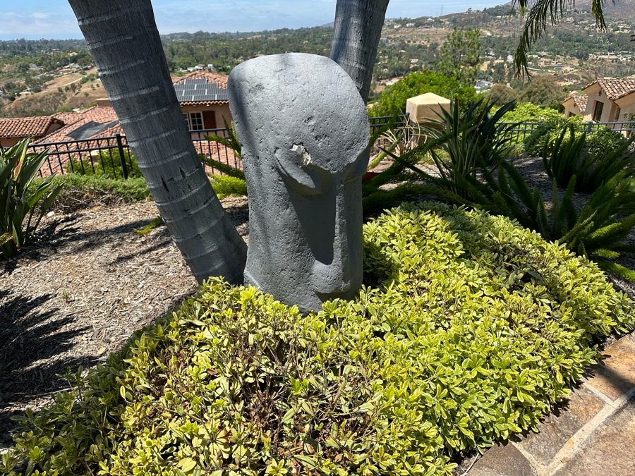 Pair Of Molded Resin Easter Island Statues 1'2'W X 1'3'D X 2'10'H [CR] [Photo 5]