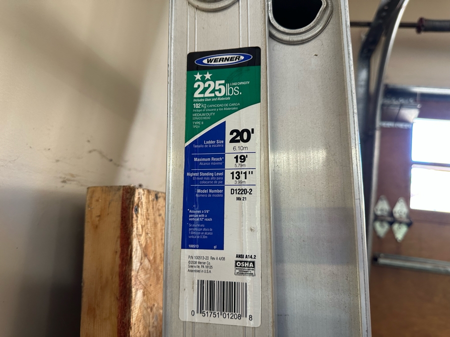 Pair Of Aluminum Ladders, Werner 20' Ladder & Sunset 16' Ladder [CR] [Photo 3]