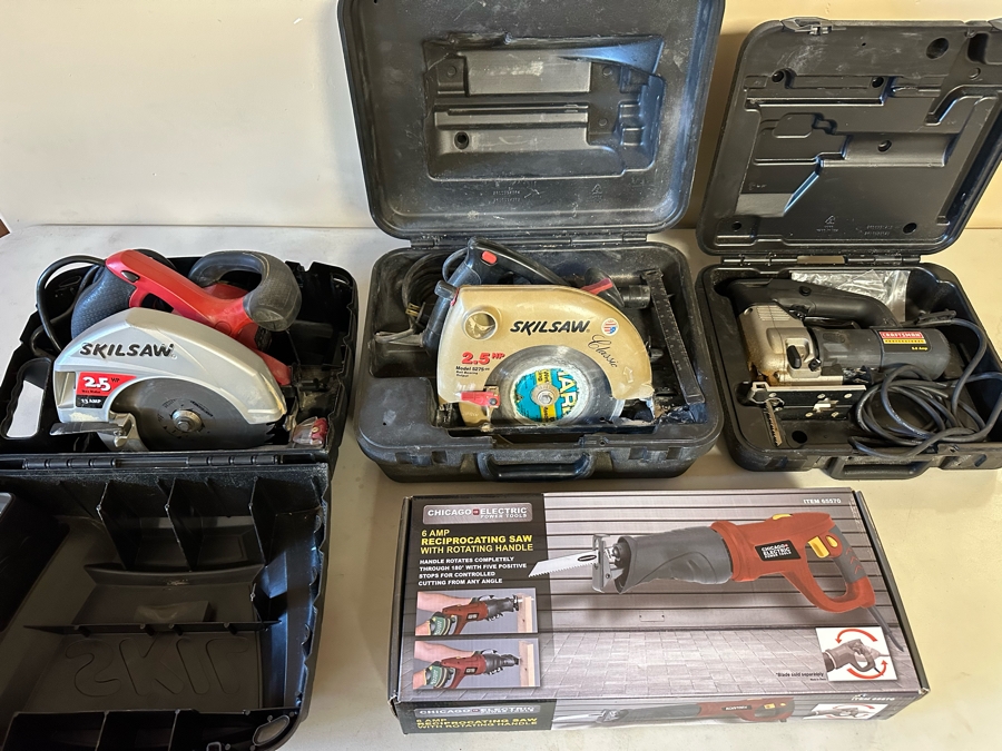Power Tool Lot Featuring Pair Of Skilsaws, Reciprocating Saw & Craftsman Jigsaw [CR]