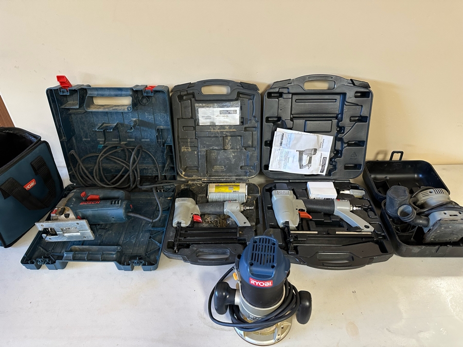 Power Tool Lot Featuring Jigsaw, Sanders, And Pair Of Finish Nailers [CR] [Photo 2]