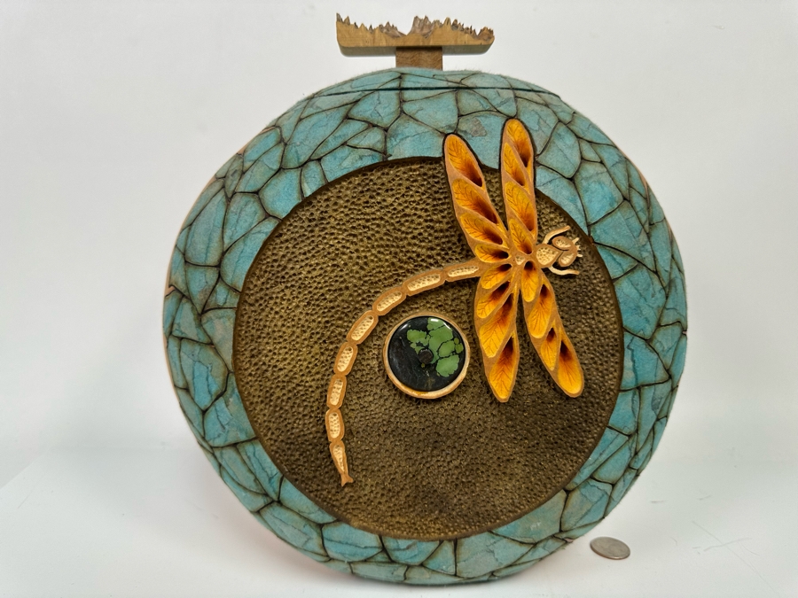 Mark Doolittle Studio Signed Dragonfly Gourd Sculpture 12W X 6D X 14H [Photo 2]