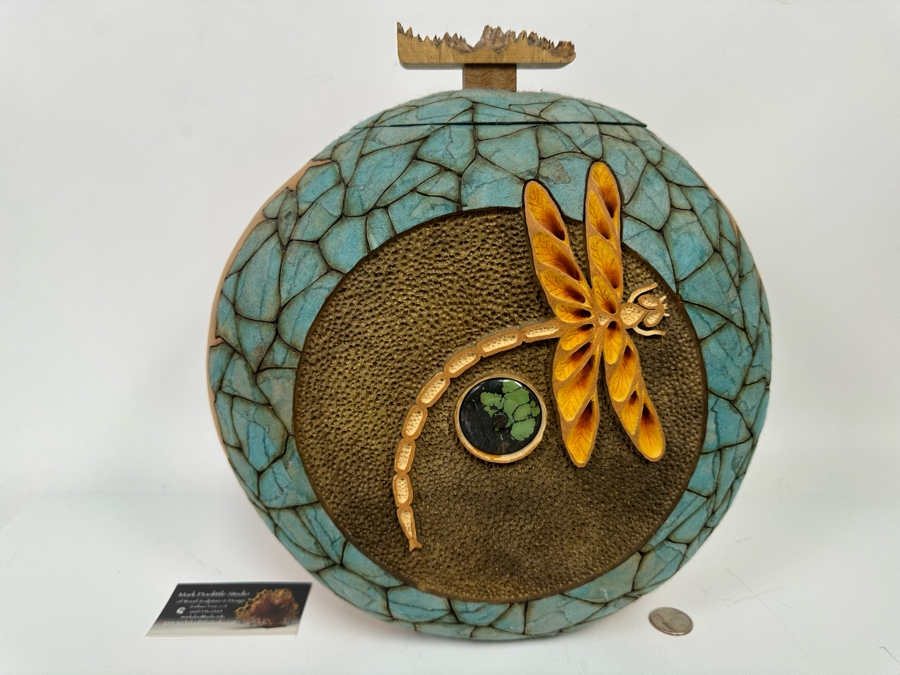 Mark Doolittle Studio Signed Dragonfly Gourd Sculpture 12W X 6D X 14H [Photo 13]