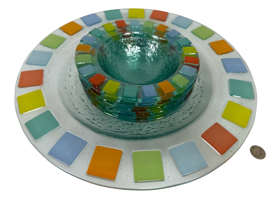 15.5R Glass Salad Bowl With Six 7.75R Bowls