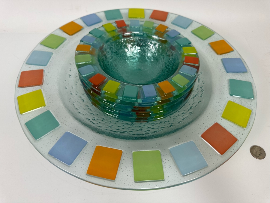 15.5R Glass Salad Bowl With Six 7.75R Bowls [Photo 3]