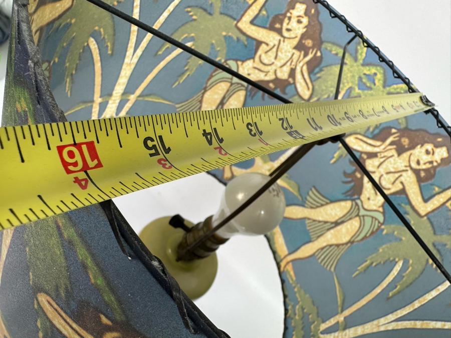 Vintage Palm Tree Lamp With Contemporary Hula Girl Lamp Shade 16W X 25H [Photo 9]