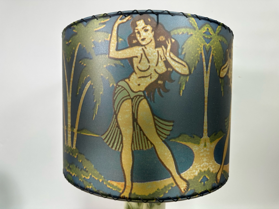 Vintage Palm Tree Lamp With Contemporary Hula Girl Lamp Shade 16W X 25H [Photo 5]