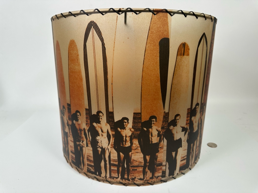Contemporary Vintage Surfers Print Lamp Shade 14W X 12H [Photo 2]