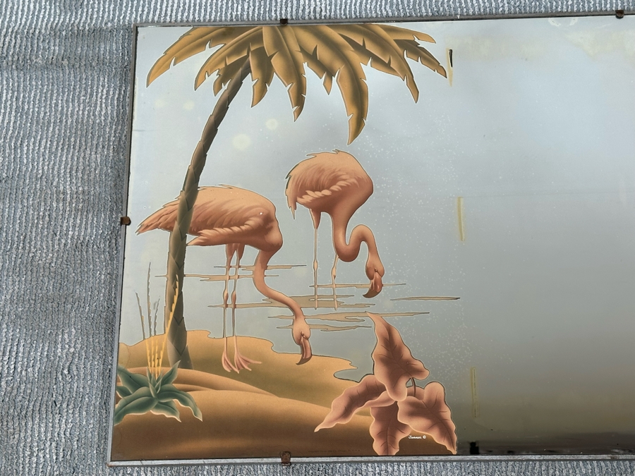 Vintage Flamingos Wall Mirror By Turner Mfg Co 32.5 X 22.5 [Photo 6]