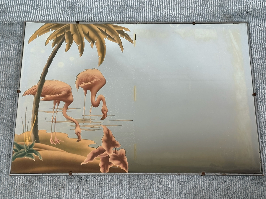 Vintage Flamingos Wall Mirror By Turner Mfg Co 32.5 X 22.5 [Photo 5]