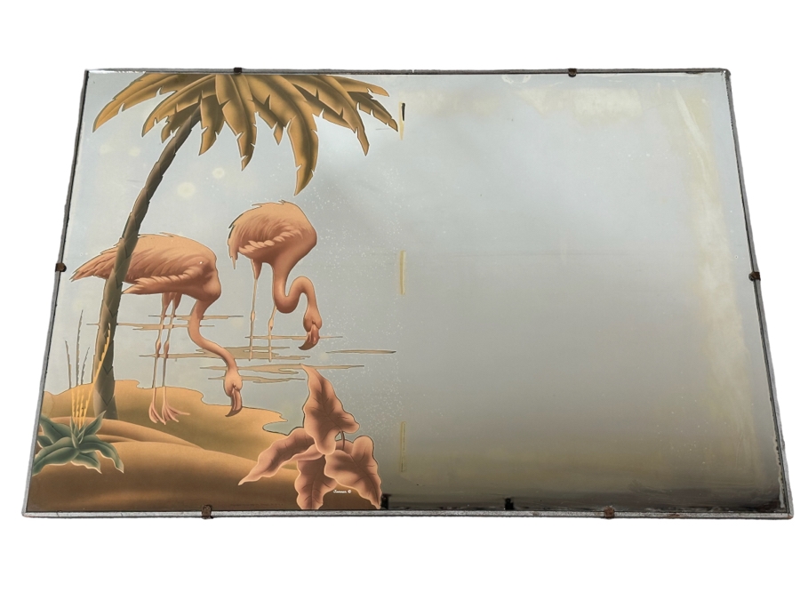 Vintage Flamingos Wall Mirror By Turner Mfg Co 32.5 X 22.5