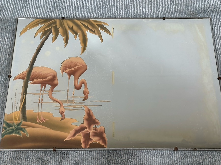 Vintage Flamingos Wall Mirror By Turner Mfg Co 32.5 X 22.5 [Photo 3]