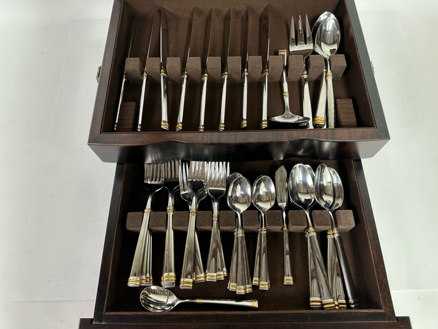 Ricci Stainless 18/10 Flatware Set With Wooden Storage Box Apx Service For 8 [CR] [Photo 7]