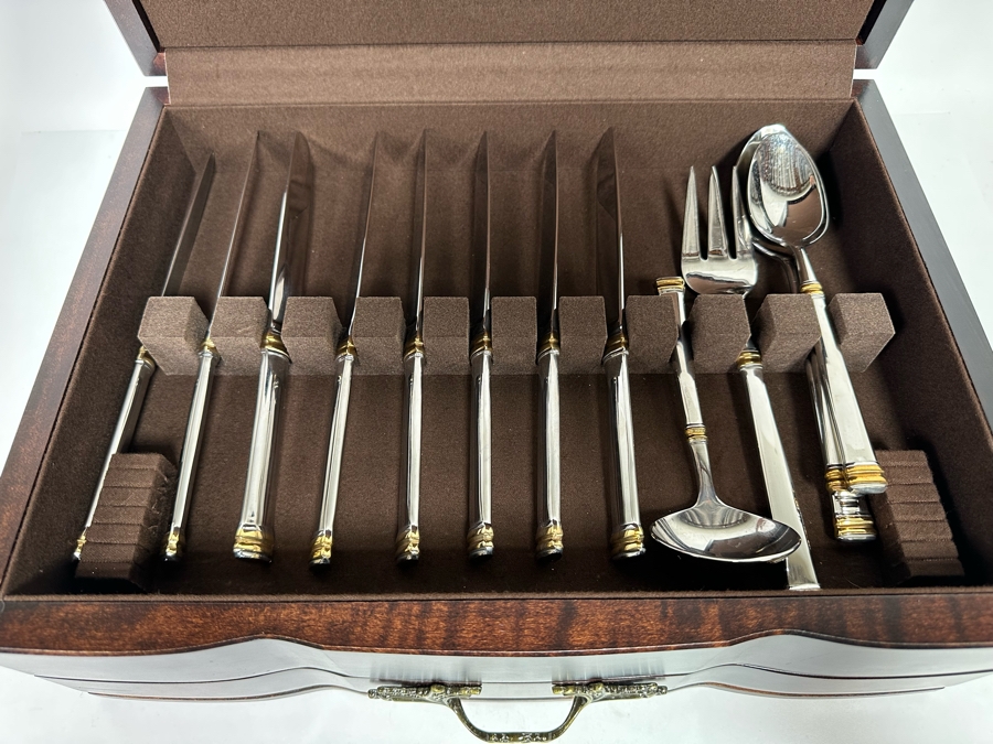 Ricci Stainless 18/10 Flatware Set With Wooden Storage Box Apx Service For 8 [CR] [Photo 4]