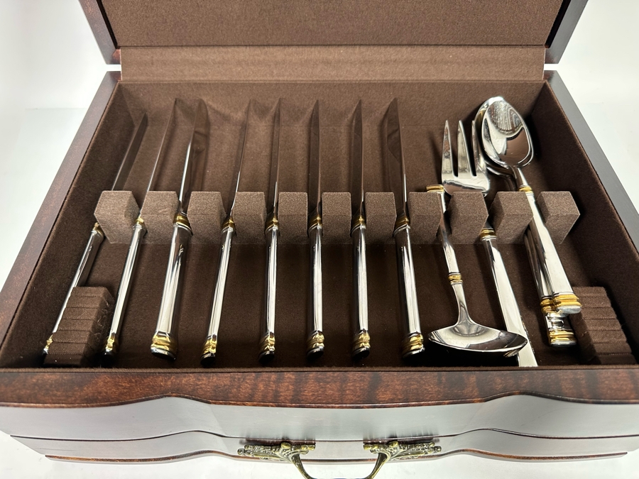 Ricci Stainless 18/10 Flatware Set With Wooden Storage Box Apx Service For 8 [CR] [Photo 3]