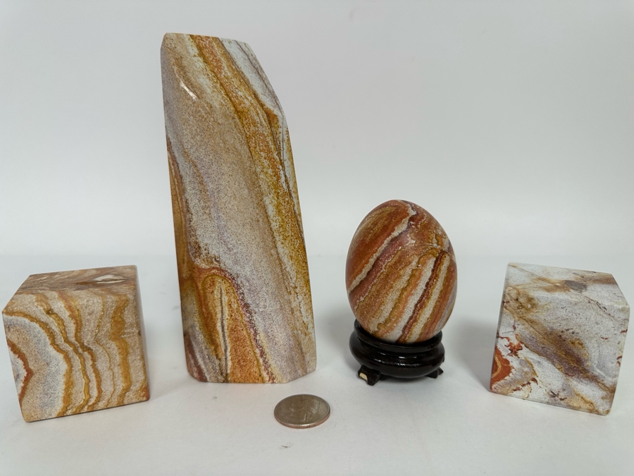 Set Of Four Marble Desk Sculptures Tallest Is 6.25H [CR] [Photo 2]