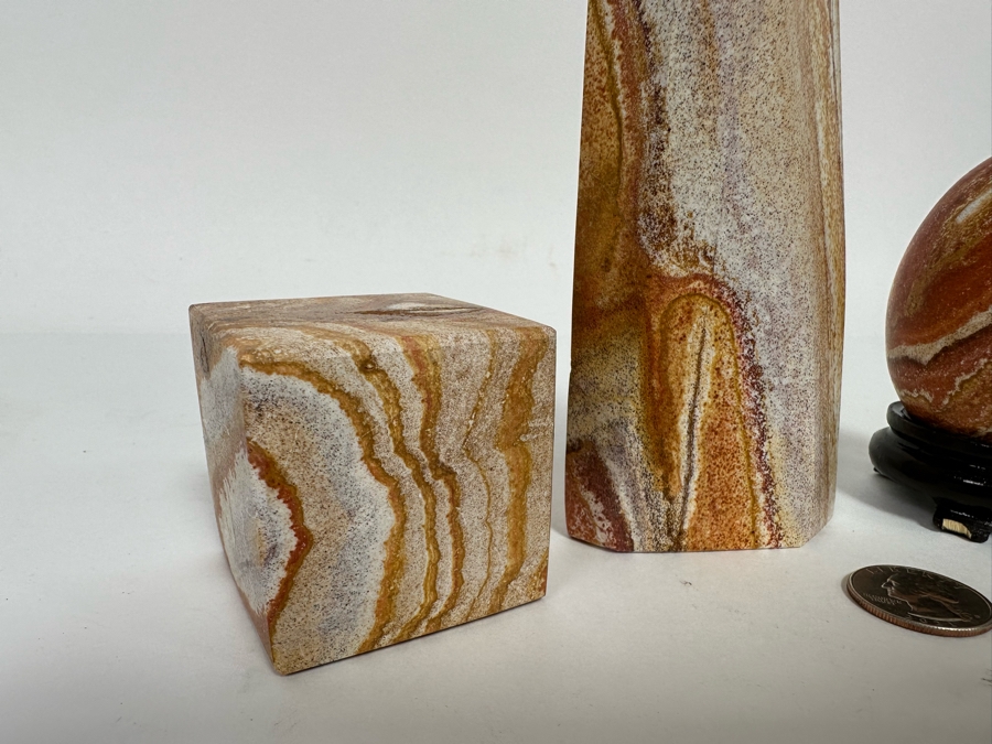 Set Of Four Marble Desk Sculptures Tallest Is 6.25H [CR] [Photo 4]