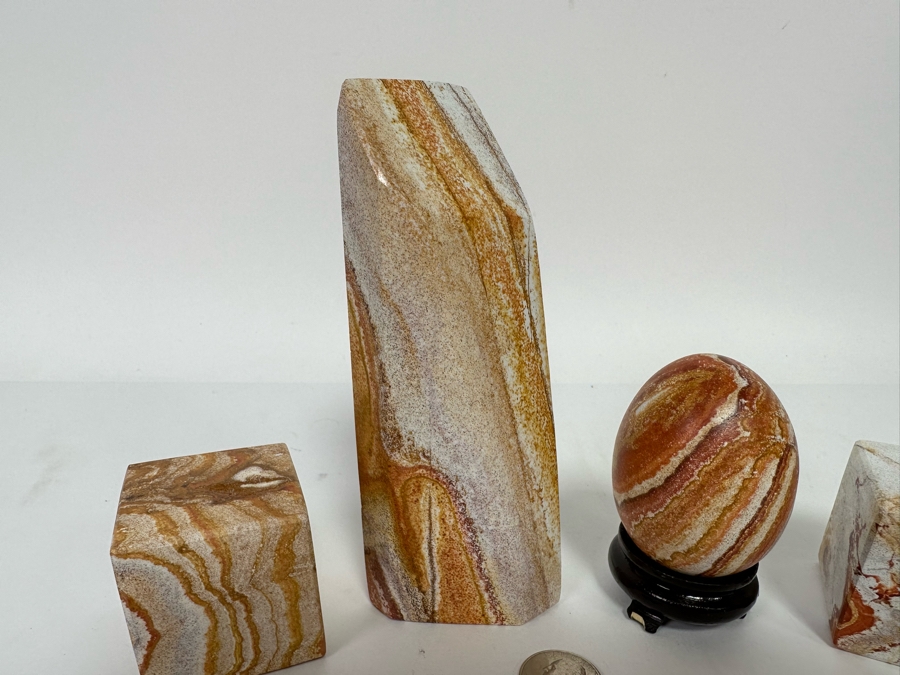 Set Of Four Marble Desk Sculptures Tallest Is 6.25H [CR] [Photo 5]