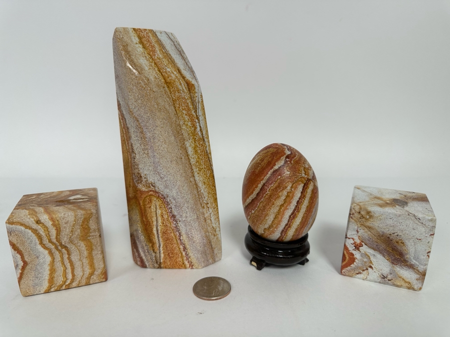 Set Of Four Marble Desk Sculptures Tallest Is 6.25H [CR] [Photo 3]