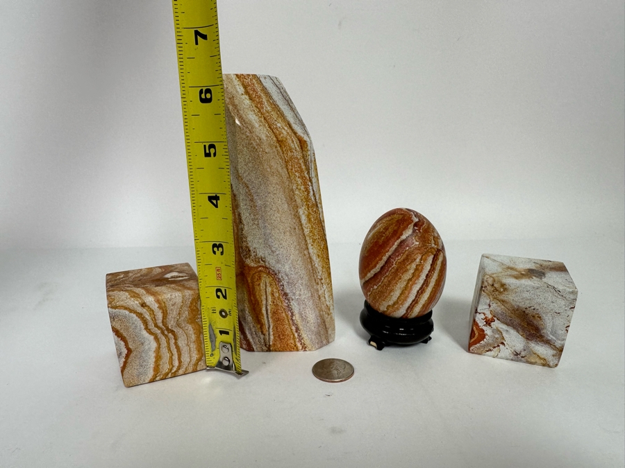 Set Of Four Marble Desk Sculptures Tallest Is 6.25H [CR] [Photo 7]