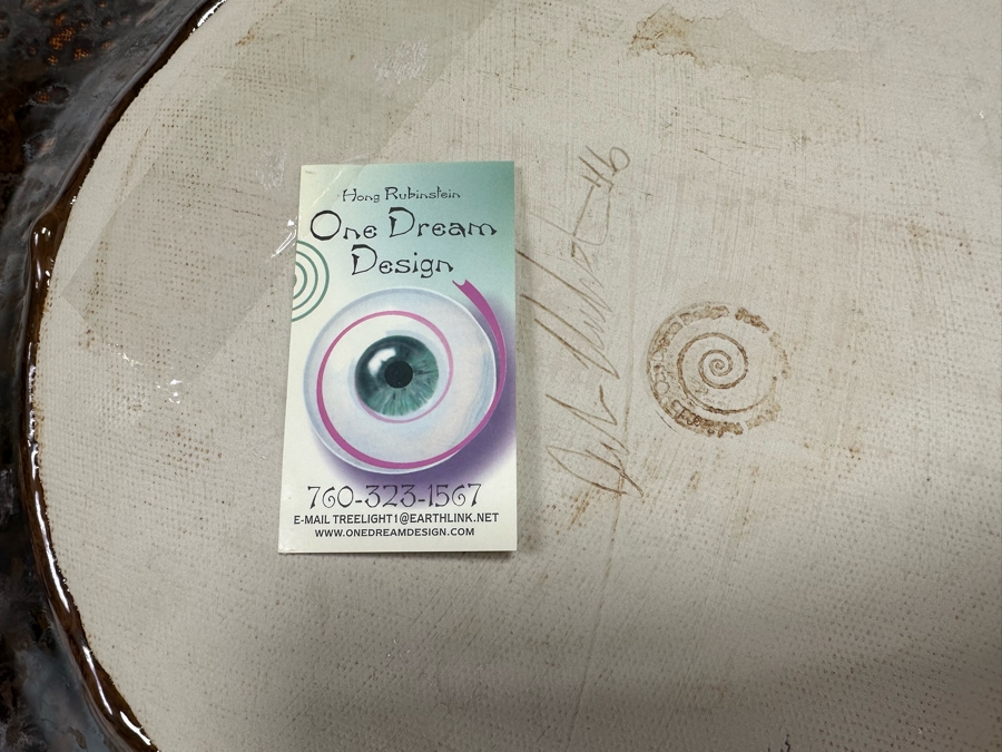 Hong Rubinstein One Dream Design Signed Studio Pottery With Stand 18.25R [CR] [Photo 11]