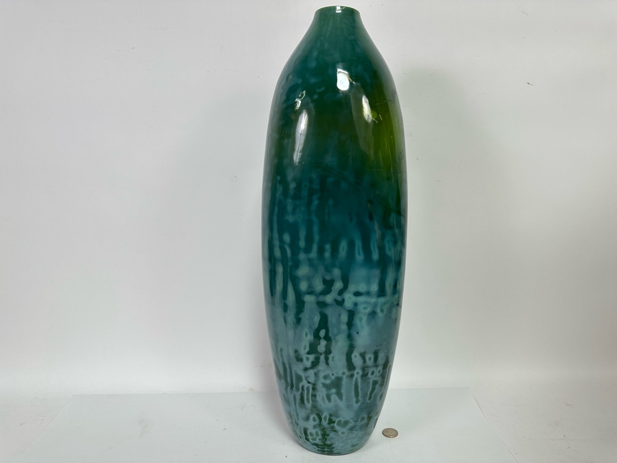 Large Yuma Green Glass Vase Made In India From Crate & Barrel 24H [CR] [Photo 2]