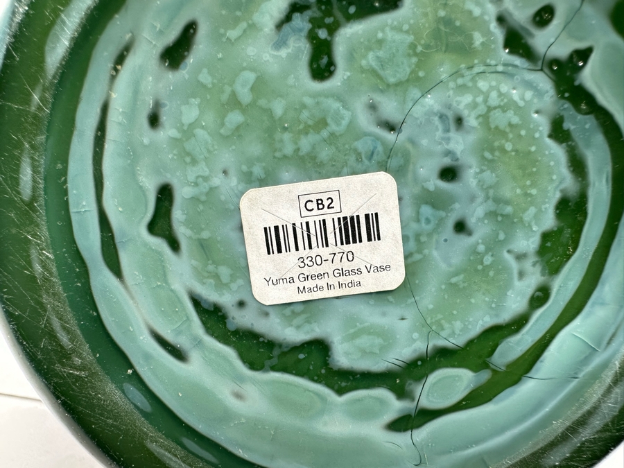 Large Yuma Green Glass Vase Made In India From Crate & Barrel 24H [CR] [Photo 11]
