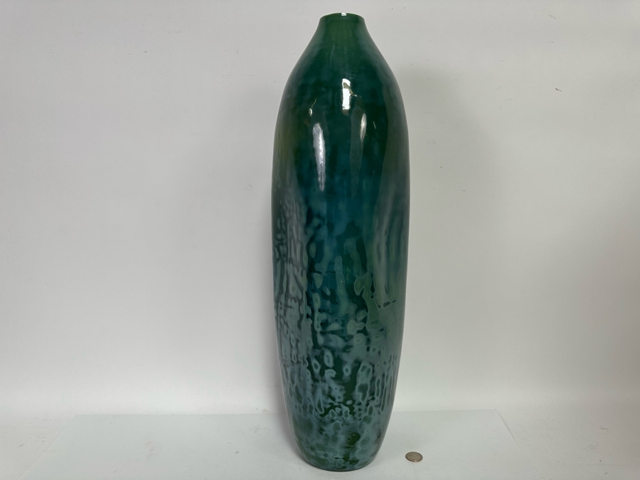 Large Yuma Green Glass Vase Made In India From Crate & Barrel 24H [CR] [Photo 9]