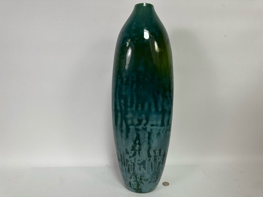 Large Yuma Green Glass Vase Made In India From Crate & Barrel 24H [CR] [Photo 3]