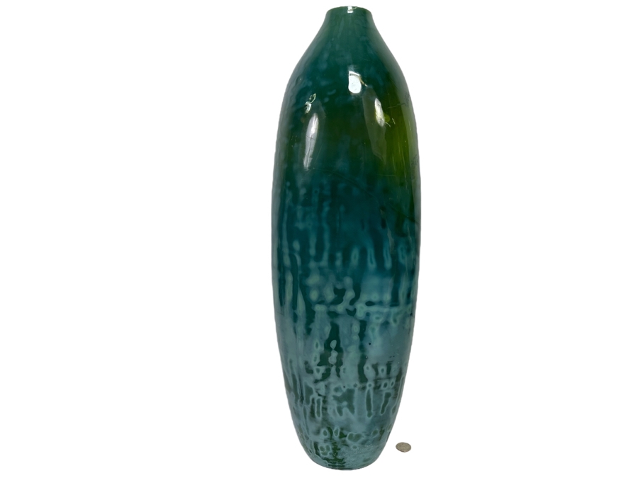 Large Yuma Green Glass Vase Made In India From Crate & Barrel 24H [CR] [Photo 1]