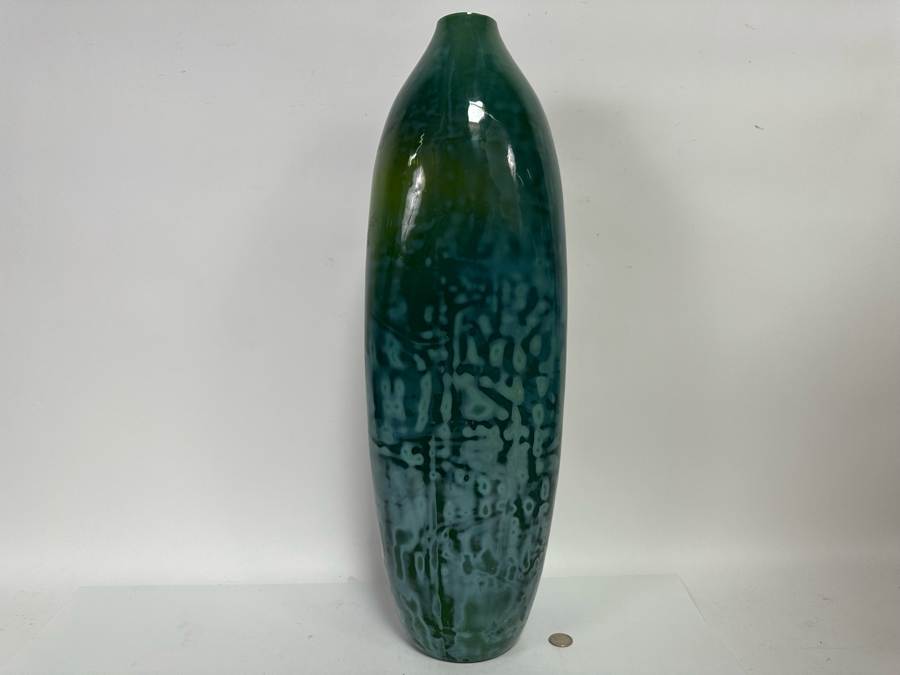 Large Yuma Green Glass Vase Made In India From Crate & Barrel 24H [CR] [Photo 8]