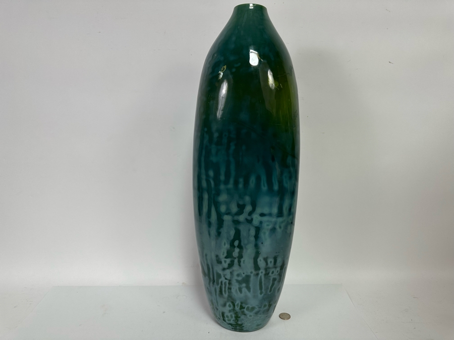 Large Yuma Green Glass Vase Made In India From Crate & Barrel 24H [CR] [Photo 4]