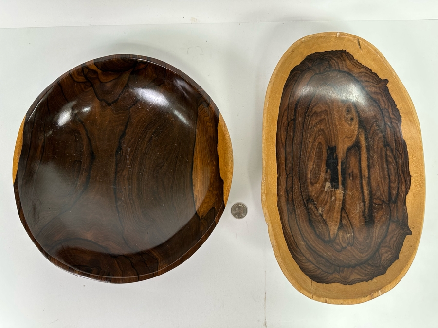 Pair Of Organic Wooden Bowls 11W And 13W [CR] [Photo 2]