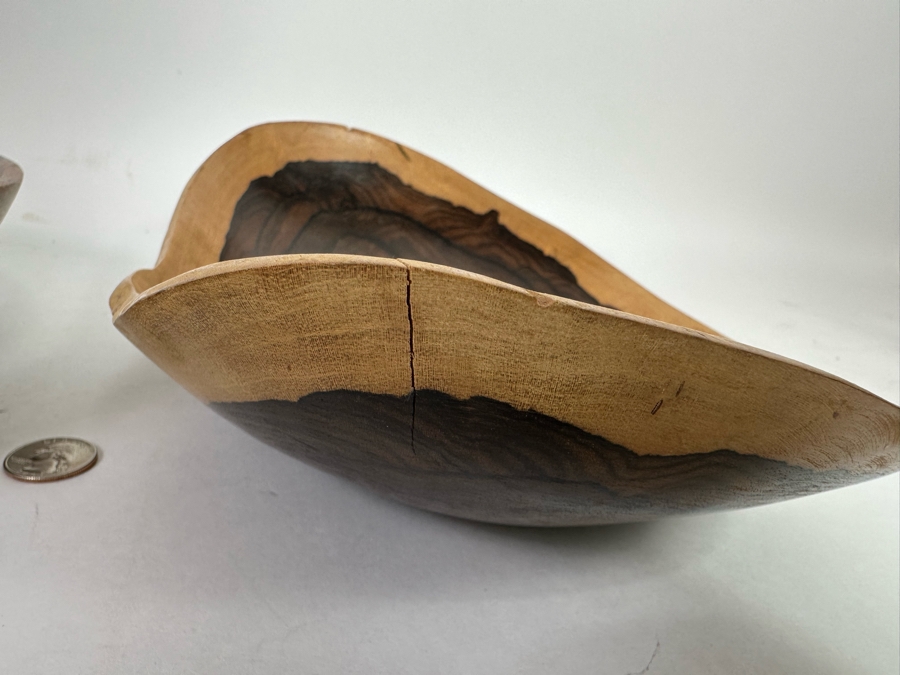 Pair Of Organic Wooden Bowls 11W And 13W [CR] [Photo 6]