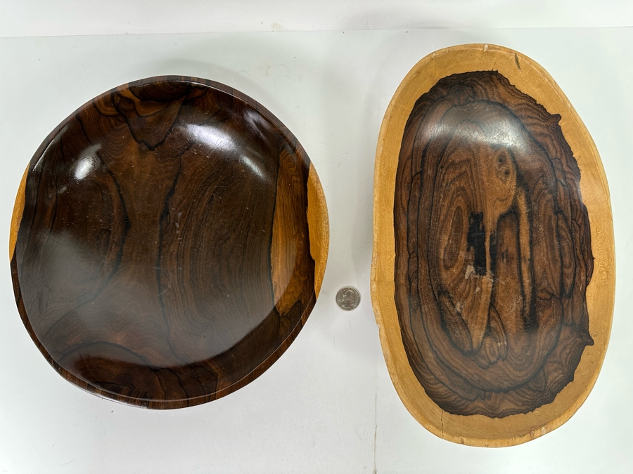 Pair Of Organic Wooden Bowls 11W And 13W [CR] [Photo 3]