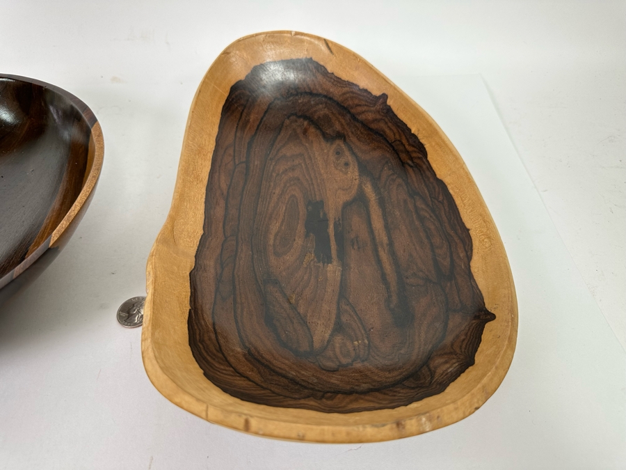 Pair Of Organic Wooden Bowls 11W And 13W [CR] [Photo 4]