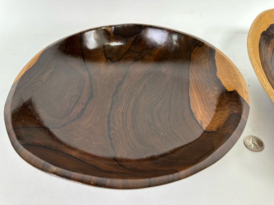 Pair Of Organic Wooden Bowls 11W And 13W [CR] [Photo 5]