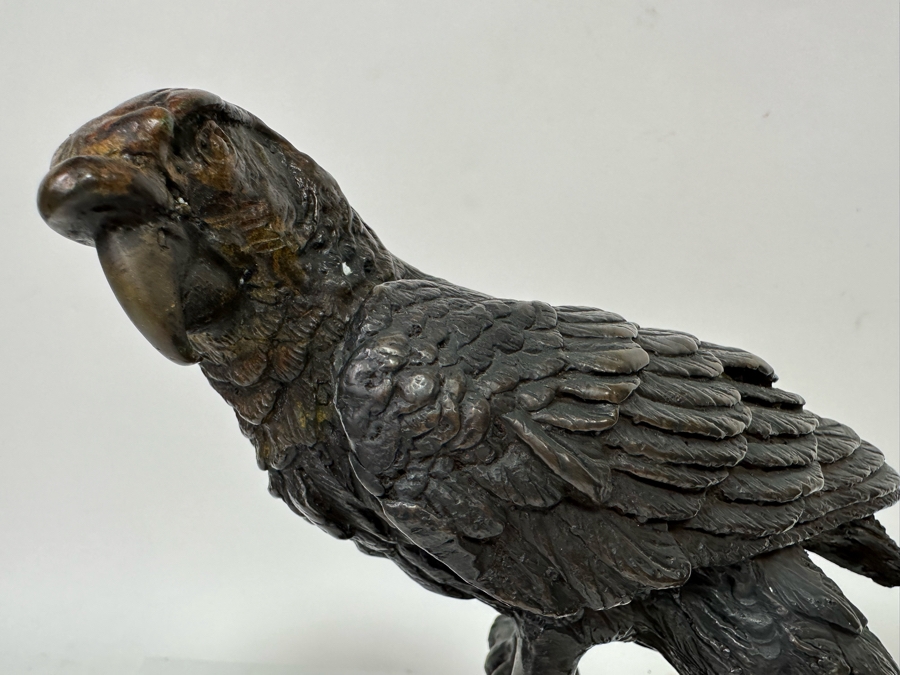 Pair Of Metal Bird Sculptures On Marble Bases From India 11W X 11H [CR] [Photo 11]